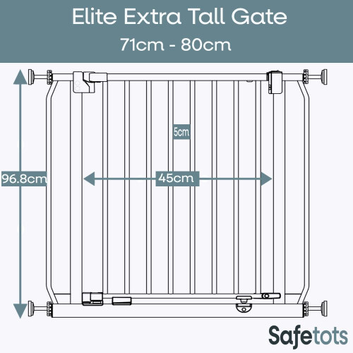 Safetots (Matt Grey, 71cm - 80cm) Safetots Extra Tall Elite Safety Gate 2