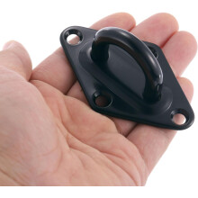 8 Pcs Pad Eye Plate, 3.1 Inch 304 Stainless Steel Ceiling Hooks & Snap Hook Marine Hanging U Hook with Screws & Anchors for Securing Hanging, Black