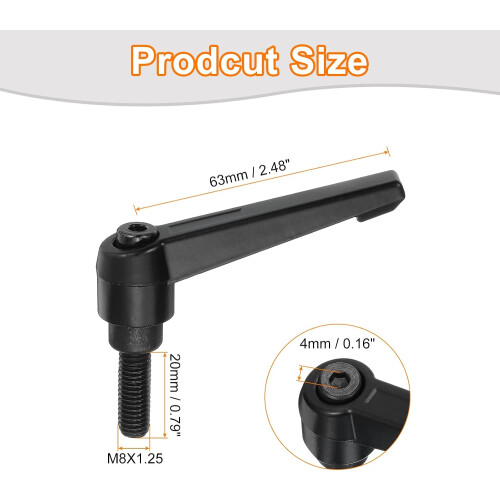 4Pcs M8 x 20mm Adjustable Knobs Handle Male Thread Push Button Ratchet Quick Release Locking Rotating Bolt for Lathe Machinery, Black 1