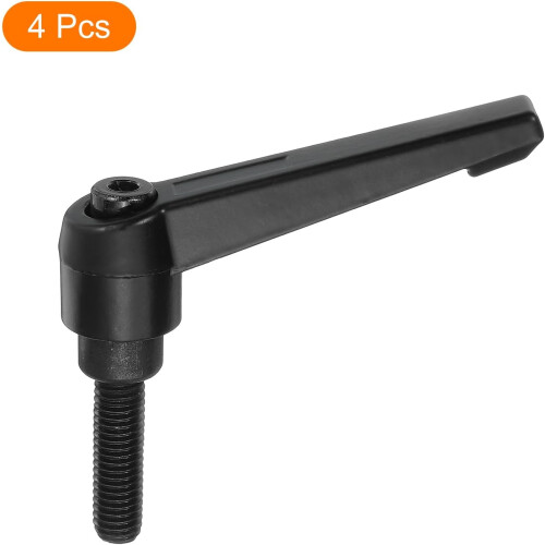 4Pcs M8 x 25mm Adjustable Knobs Handle Male Thread Push Button Ratchet Quick Release Locking Rotating Bolt for Lathe Machinery, Black 2