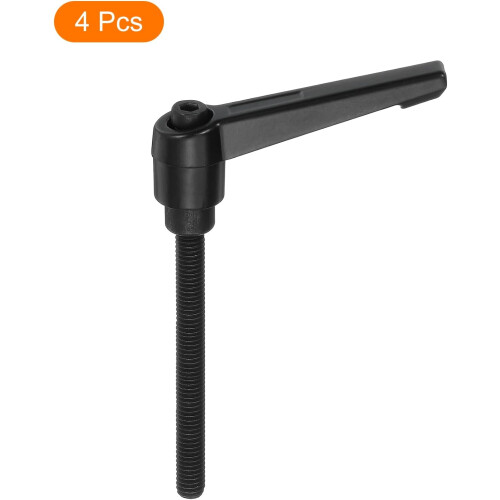 4Pcs M6 x 60mm Adjustable Knobs Handle Male Thread Push Button Ratchet Quick Release Locking Rotating Bolt for Lathe Machinery, Black 2