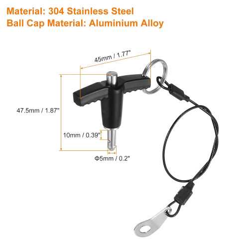 2Pcs T Handle Lock Pins, 5mm x 10mm Usage Length Stainless Steel Push-Button Quick Release Pin 1