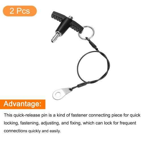 2Pcs T Handle Lock Pins, 5mm x 10mm Usage Length Stainless Steel Push-Button Quick Release Pin 2