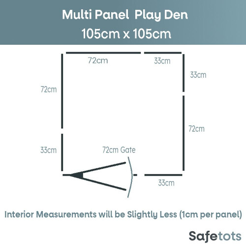 Safetots (105cm x 105cm, Grey) Safetots Premium Multi Panel Play Den 2