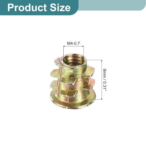 60Pcs Threaded Inserts, M4-0.7x8 Zinc Alloy Hex-Flanged Nut Threaded Inserts, Hex Socket Drive Nut Threaded Inserts Bolt Fastener Connector for Wood, 1