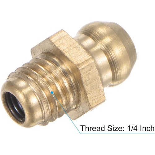 Brass Straight Grease Fitting 1/4"-28 Thread 8mm Width Hydraulic Grease Fitting Accessories, 20Pcs 2