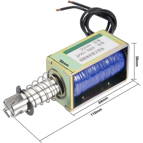 DC 24V 55N 10mm Stroke Pull Push Type Open Frame Solenoid Electromagnet XRN-1564 1