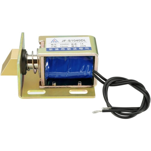 Eelectric Door Lock Solenoid,DC 12V 25N Force 10mm Stroke,Pull Type,Open Frame,Solenoid Electromagnet with Mount Board,Linear Motion,JF-S1040DL 2