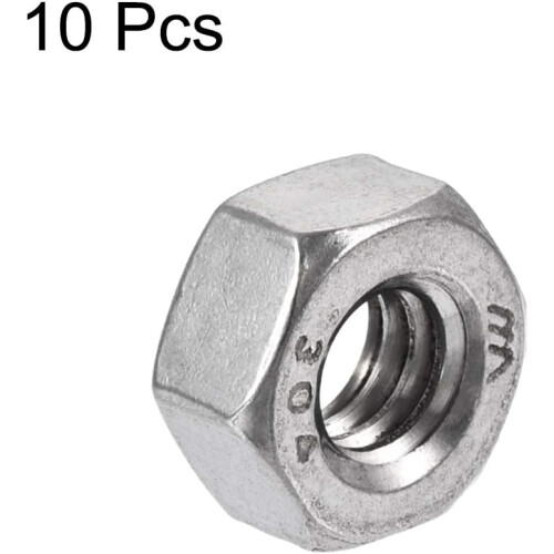 Hex Nuts, 1/4-20 UNC 304 Stainless Steel Thread Hexagon Nut 10pcs 2