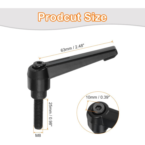 1Pcs M8 x 25mm Adjustable Knobs Handle Male Thread Push Button Ratchet Quick Release Locking Rotating Bolt for Lathe Machinery, Black 1