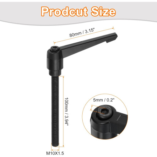 2Pcs M10 x 100mm Adjustable Knobs Handle Male Thread Push Button Ratchet Quick Release Locking Rotating Bolt for Lathe Machinery, Black 1