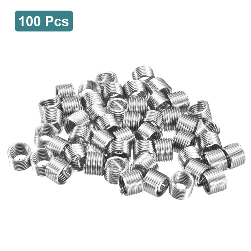 100Pcs Helical Threaded Inserts, M8-1.25x1.5D 304 Stainless Steel Threaded Socket, Thread Repair Insert for Plastic Wood Thread Repair 2