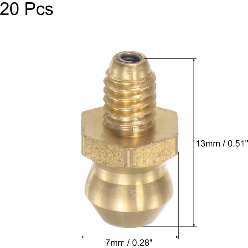 Brass Straight Grease Fitting M4 x 0.7mm Thread Hydraulic Grease Fitting Accessories, 20Pcs 1