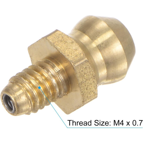 Brass Straight Grease Fitting M4 x 0.7mm Thread Hydraulic Grease Fitting Accessories, 20Pcs 2