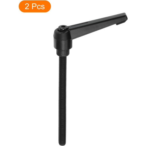 2Pcs M8 x 100mm Adjustable Knobs Handle Male Thread Push Button Ratchet Quick Release Locking Rotating Bolt for Lathe Machinery, Black 2