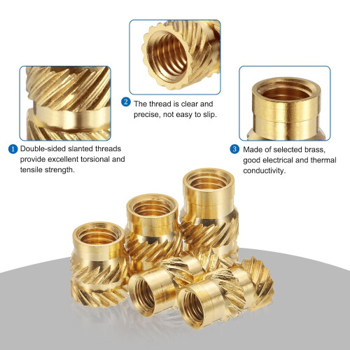 120pcs M3 M4 Metric Threaded Inserts Brass Heat Set Insert Knurled Nuts Assortment Kit, 3D Printing Brass Nuts Female Threaded Inserts Nuts 2