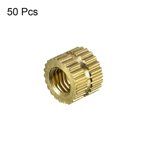Knurled Insert Nuts - 50Pcs M3 x 4mm Length x 5mm OD Female Thread Brass Threaded Insert Embedment Nut for 3D Printer 2