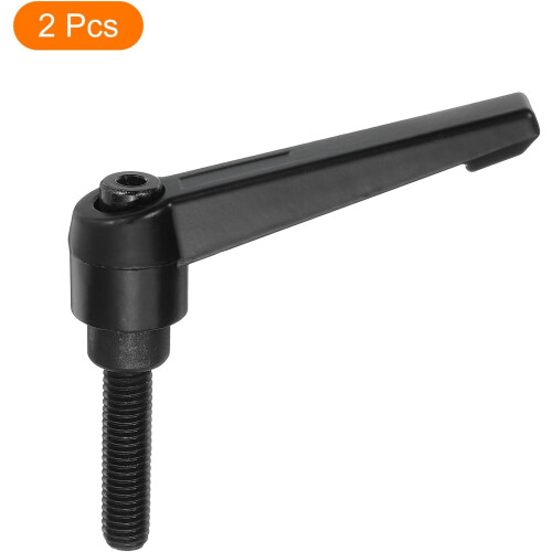 2Pcs M8 x 32mm Adjustable Knobs Handle Male Thread Push Button Ratchet Quick Release Locking Rotating Bolt for Lathe Machinery, Black 2