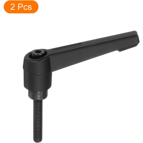 2Pcs M5 x 25mm Adjustable Knobs Handle Male Thread Push Button Ratchet Quick Release Locking Rotating Bolt for Lathe Machinery, Black 2