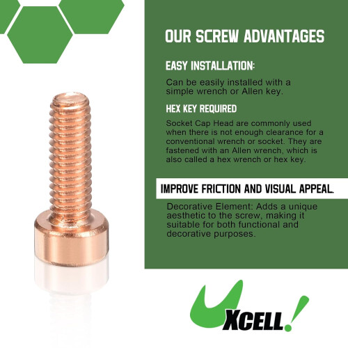 Hex Socket Bolts Kits (M3), Red Copper Cup-Shaped Head Cap Hexagon Socket Head Cap Screws 2