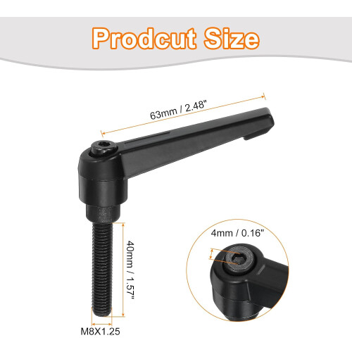 2Pcs M8 x 40mm Adjustable Knobs Handle Male Thread Push Button Ratchet Quick Release Locking Rotating Bolt for Lathe Machinery, Black 1