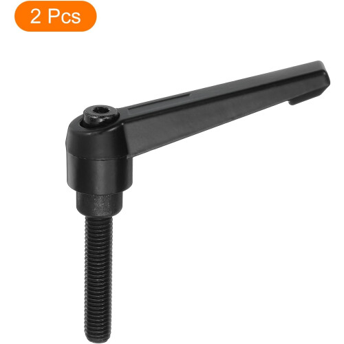 2Pcs M8 x 40mm Adjustable Knobs Handle Male Thread Push Button Ratchet Quick Release Locking Rotating Bolt for Lathe Machinery, Black 2