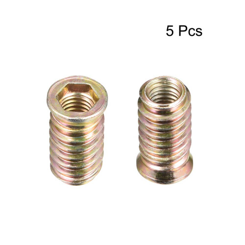 Wood Furniture M10x30mm Threaded Insert Nuts Interface Hex Socket Drive 5pcs 1