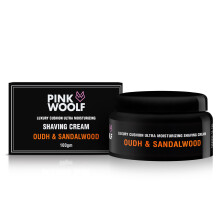 Pink Woolf Oudh & Sandalwood Shaving Cream for Men & Women | Moisturizing Formula for Close, Comfortable Shave | Hydrates Skin, Softens Beard, Reduces