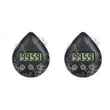 2X Silent Non-Ticking Battery Operated Shower Timer, Waterproof Digital Timer, Small Size Cute Timer Black