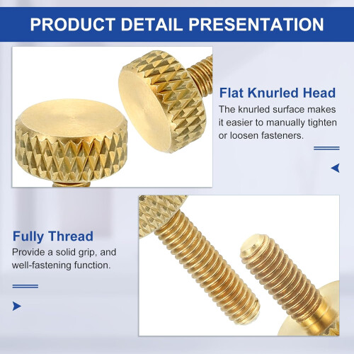 5Pcs M4x20mm Brass Knurled Thumb Screws, Flat Grip Bolt Knobs Fasteners Solid Brass Diamond Knurled Thumb Screws Knobs for Electronic, Mechanical 2