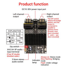 2X ZK-2001 Płyta Wzmacniacza Cyfrowego 2.1 Kanał 2X100W + 200W Subwoofer TPA3221 Moduł Wzmacniacza z Przewodem Ekranowanym