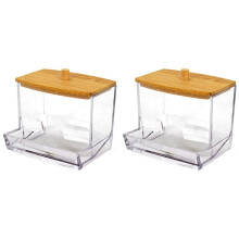 2X Wattenstaafje Houder Wattenstaafje Dispenser, Badkamer Tafelblad Decoratie Opbergdoos, Transparante Beugel voor Opslag