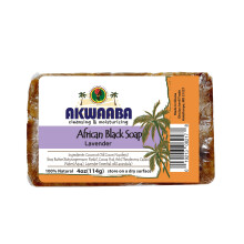 AKWAABA Sapone Nero Africano | Lavanda | Sapone in Bar | 4 oz | Per Viso e Corpo