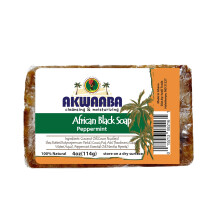 AKWAABA Sapone Nero Africano | Menta | Sapone Solido | 4 oz | Per Viso e Corpo