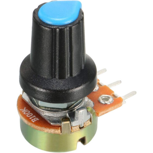6Pcs 100K Ohm Variable Resistors Single Turn Rotary Carbon Film Taper Potentiometer with Knobs 2