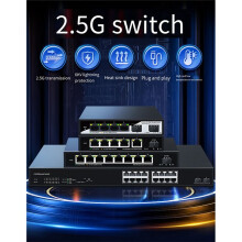 2.5GbE POE- 9-Poorts 2.5G-Netwerkswitch 8x2.5GPOE-Poorten + 1x10Gb SFP Optische Poort Internetsplitter Fanless UK-Stekker