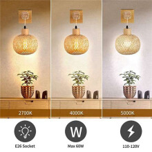2X Retro Japanese Style Bamboo Bedside Wall Lamp Restaurant Rattan Lampmine Bedroom Background Wall Lamps
