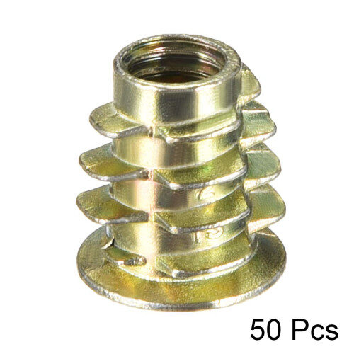 Furniture Threaded Insert Nuts Zinc Alloy M6 Internal Threads 13mm Length 50pcs 1