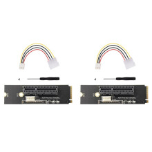 2X NGFF M2 to PCI-E 4X X1 Slot Riser Card M2 Key M to PCI Express X4 Adapter with LED Indicator for Miner Mining