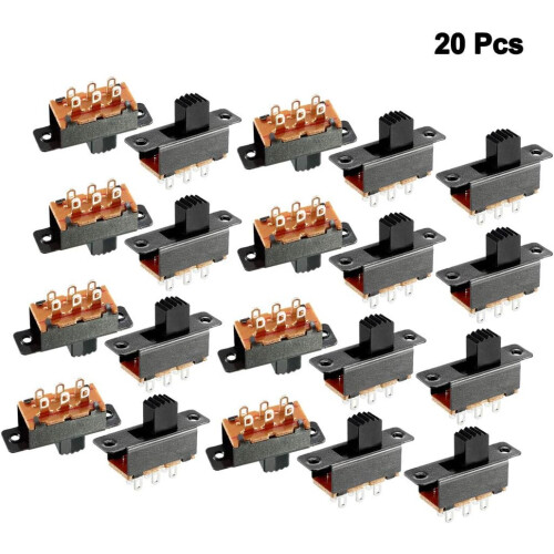 20Pcs 6mm Vertical Slide Switch DPDT 6 Terminals PCB Panel Latching 1