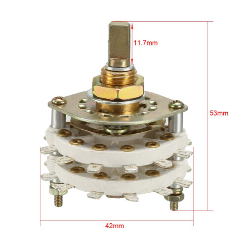 6P3T 6 Pole 3 Position 2 Deck Band Channel Rotary Switch Selector with Plastic Knob 1