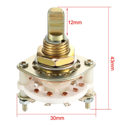 2P4T 2 Pole 4 Position Selectable Single Deck Band Channel Rotary Switch Selector 10Pin 1