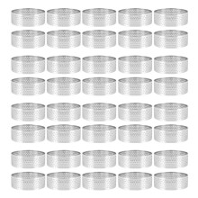 40 Stks Ronde Dessert Rvs Geperforeerde Fruittaart Quiche Cake Mousse Schimmel Keuken Bakvorm 6 cm