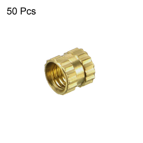 Knurled Insert Nuts - 50Pcs M3 x 4mm Length x 4mm OD Female Thread Brass Threaded Insert Embedment Nut for 3D Printer 2