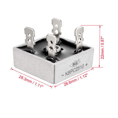 KBPC2510 1000V 25A Single Phase Bridge Rectifier Half-Wave Gray 1