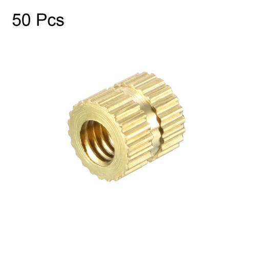 Knurled Insert Nuts - 50Pcs M4 x 6mm Length x 6.4mm OD Female Thread Brass Threaded Insert Embedment Nut for 3D Printer 2