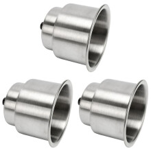 3X Stainless Steel Cup Drink Holder Brushed with Drain Marine Boat Rv