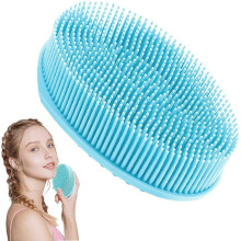 Glitzn 2 i 1 Bad- och Schampoborste, Mjuk Silikon Loofah för Känslig Hy, Bra Lathering, Huvudmassage