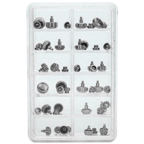 192PCS Watch Crowns Watch Waterproof Replacement Assorted Repair Tools with Box 1