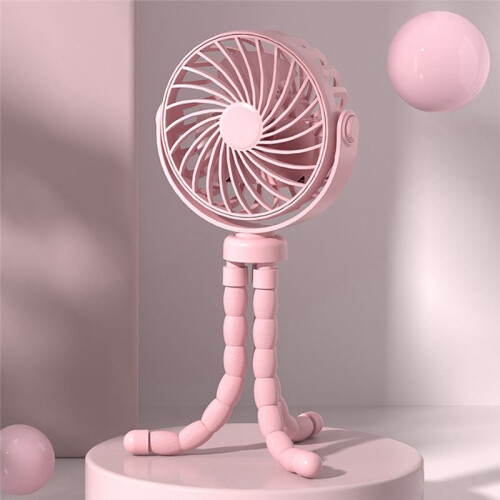 Octopusventilator, Desktop-Campingventilator, USB Oplaadbare Statiefventilator, met Lichtventilator Roze